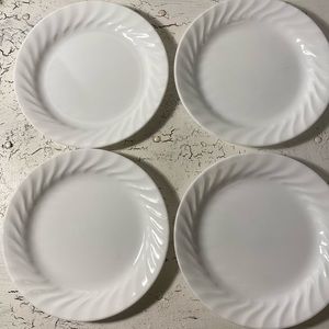 4 Corelle 7.25” White Swirl Plates